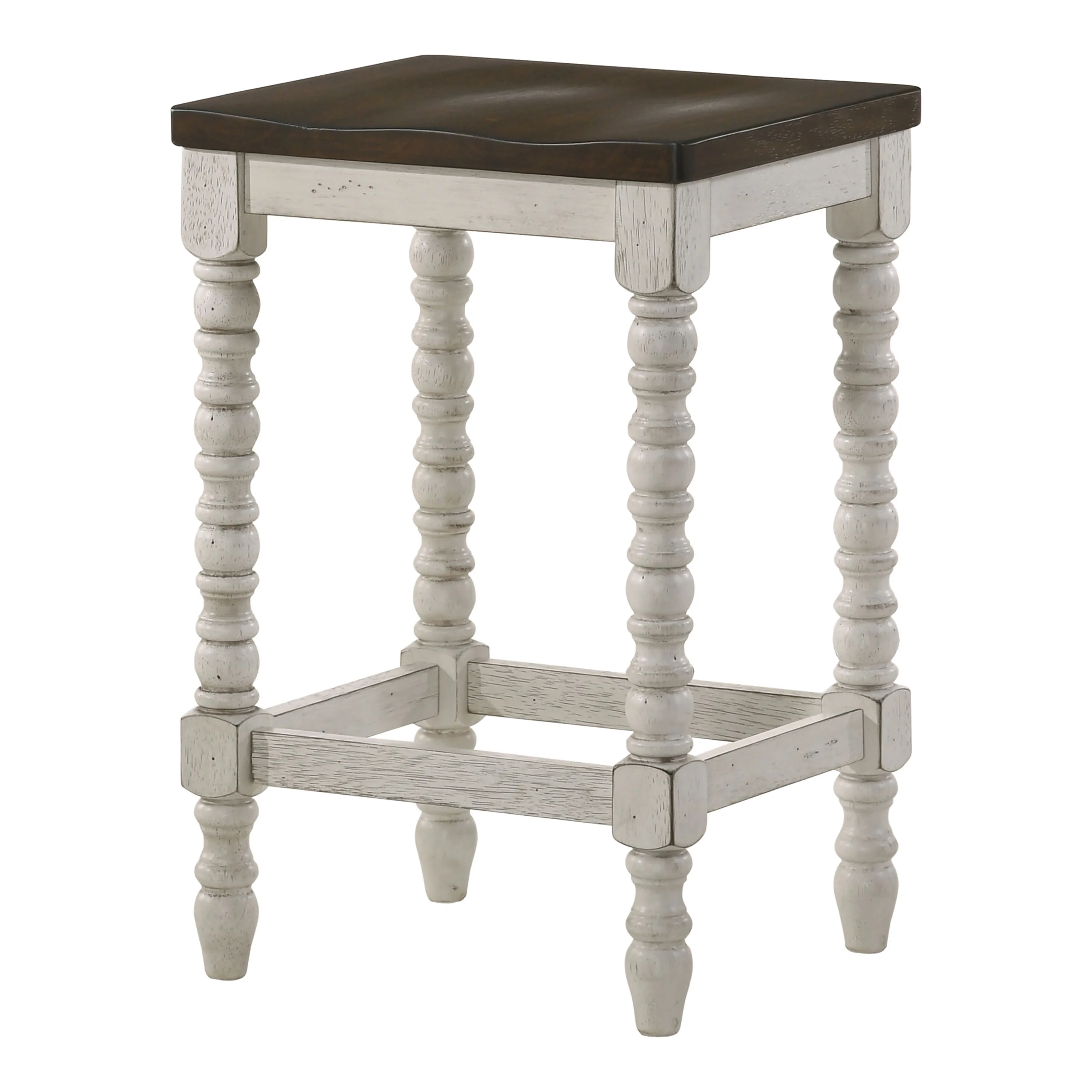 Dale Indoor Wood Dark Walnut and Antique White Counter Height Stools (Set of 2) for Dining Room by Furniture of America