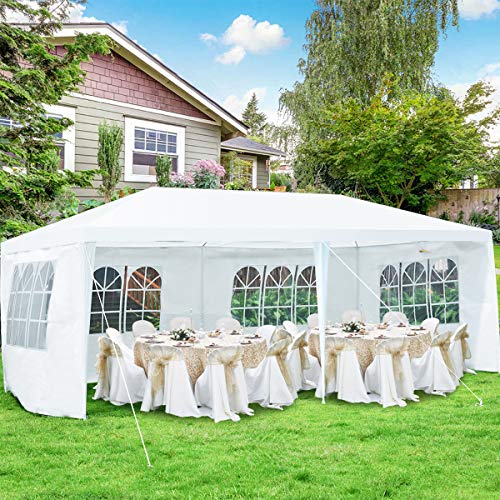 ORALNER 10'x20' Outdoor Canopy Tent, White Wedding Party Tent with 6 Removable Sidewalls & Carrying Bag, Heavy Duty Camping Gazebo Pavilion for Patio, Garden and Backyard