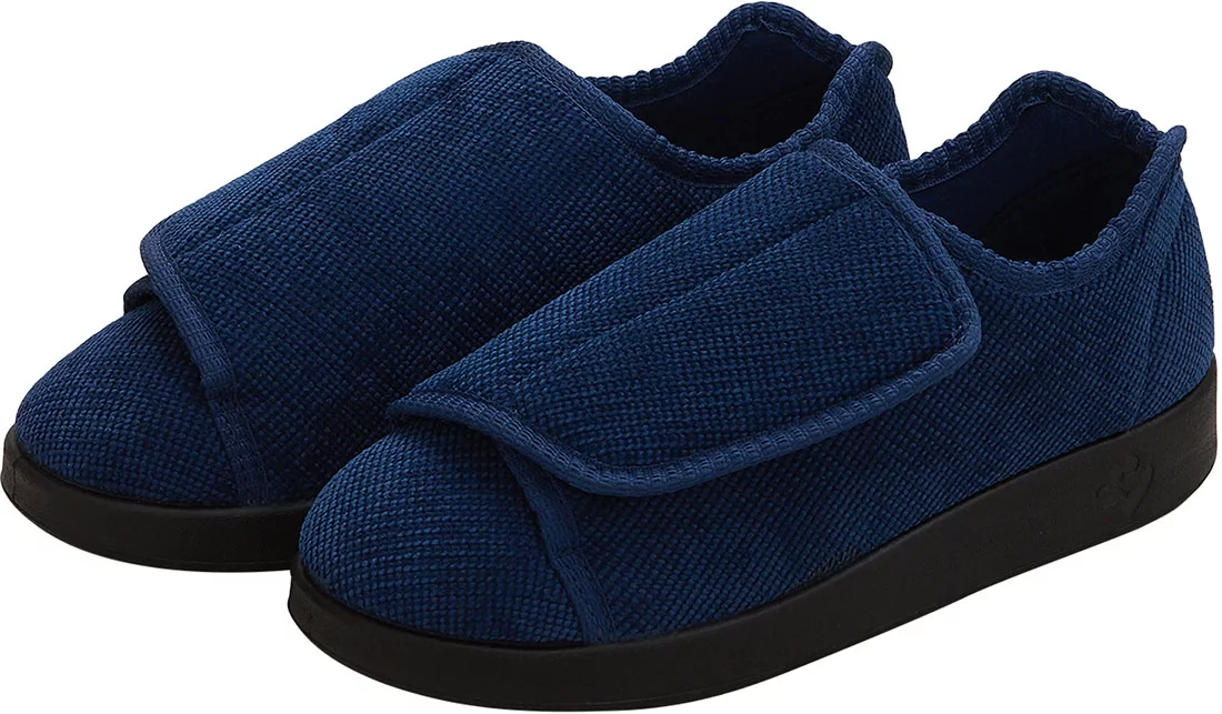 Women’s Double-Extra Wide Easy Closure Slipper for Seniors, 11, Navy