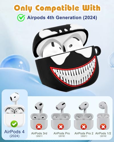 Toyuma for AirPods 4 Case Cute Kawaii Cartoon - Funny 3D Soft Silicone Case Cover with Keychain & Cleaner Kit for Women Girls Teens Fun Unique Fashion Design Protective Case for Airpods 4,Green