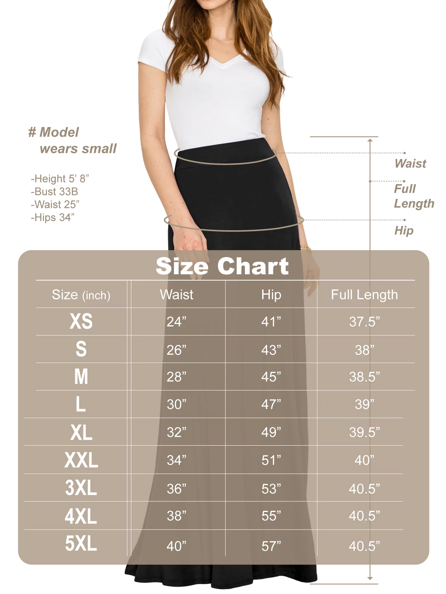 Made by Johnny Women's Solid Maxi Skirt with Elastic Waist Band XS BLACK