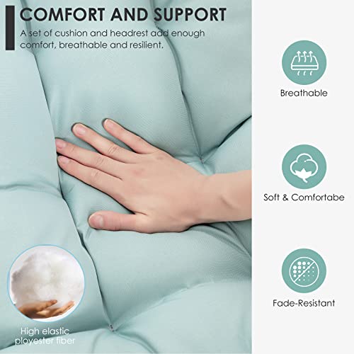 Brafab Hanging Egg Chair with Stand and Footrest, Wicker Egg Swing Chair Indoor Outdoor Aluminum-Steel Frame and UV Resistant Cushion, Patio Lounge Hammock Chairs for Bedroom 370LBS Capacity, Begie