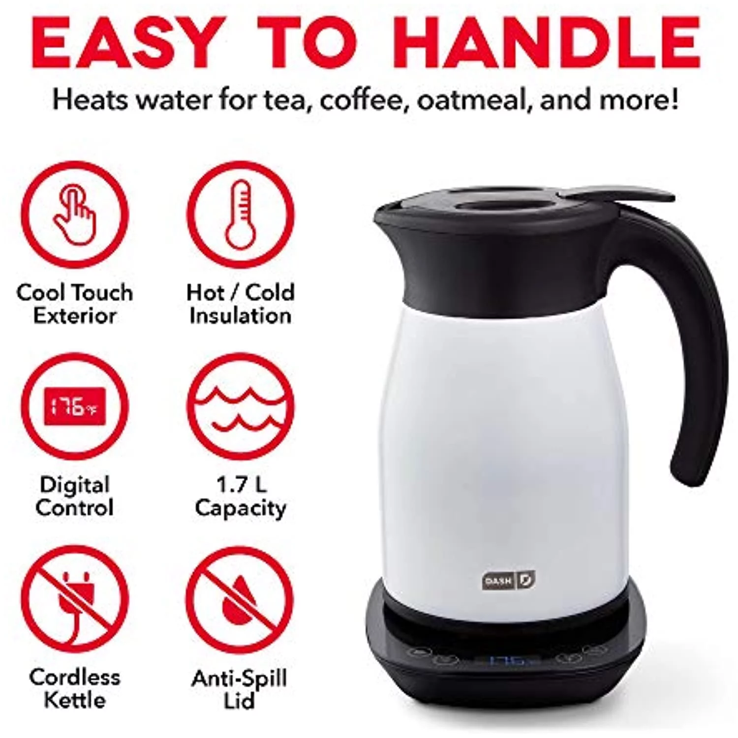 Dash 1.7L Insulated Electic Kettle White