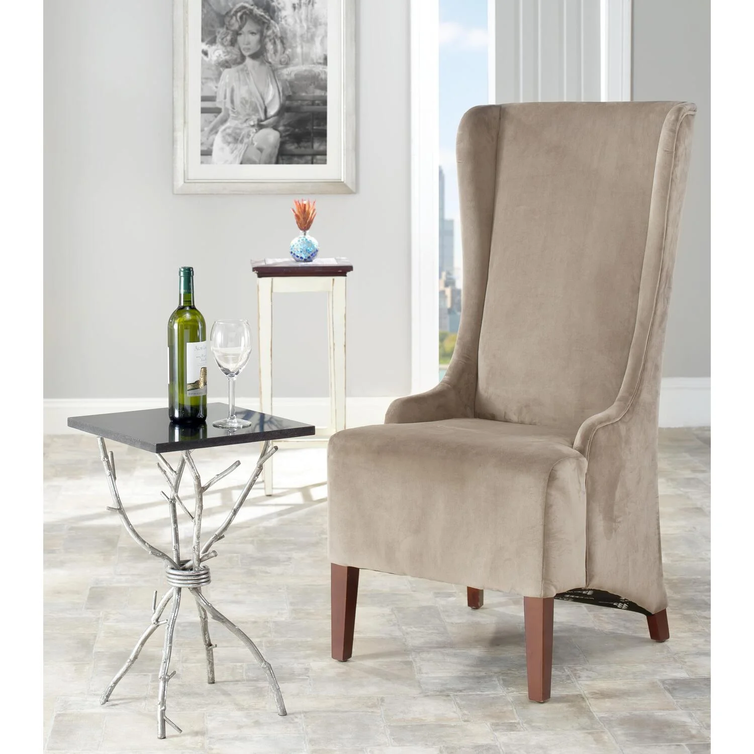 Safavieh Oliva Birch  Bacall  Dining Chair in Mink