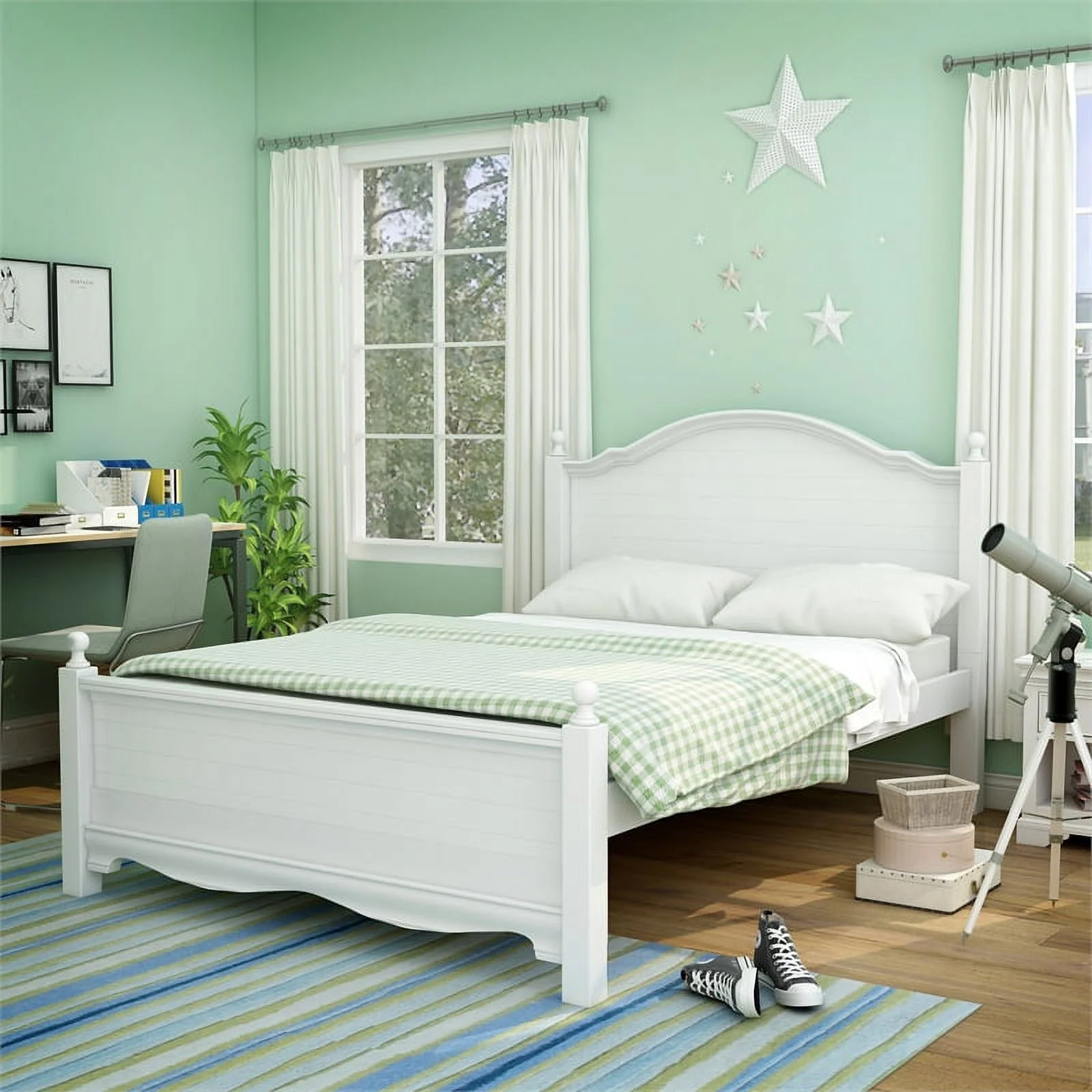 Furniture of America Poppy Transitional Wood Twin Panel Kids Bed in White