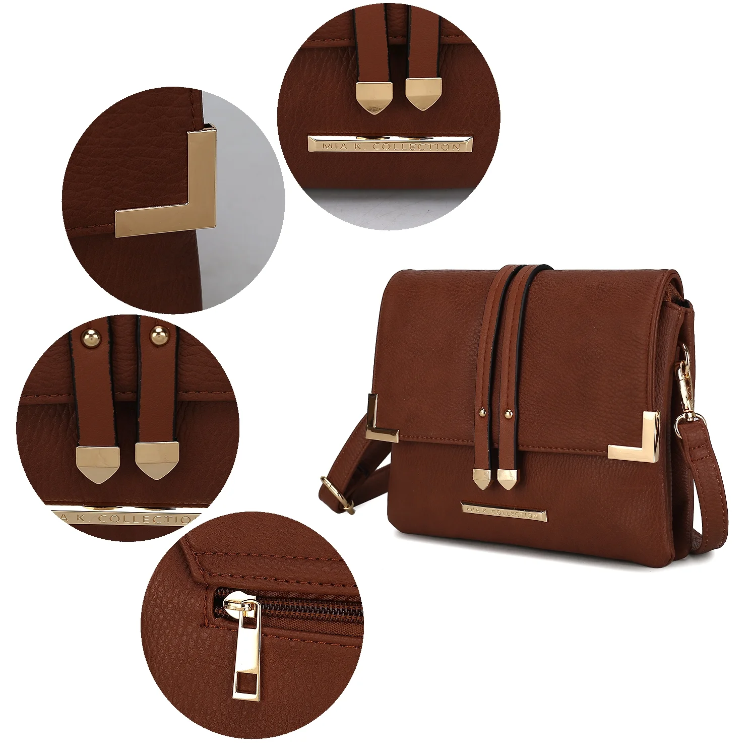 MKF Collection Valeska Vegan Leather Women's Crossbody Handbag by Mia K. - Cognac