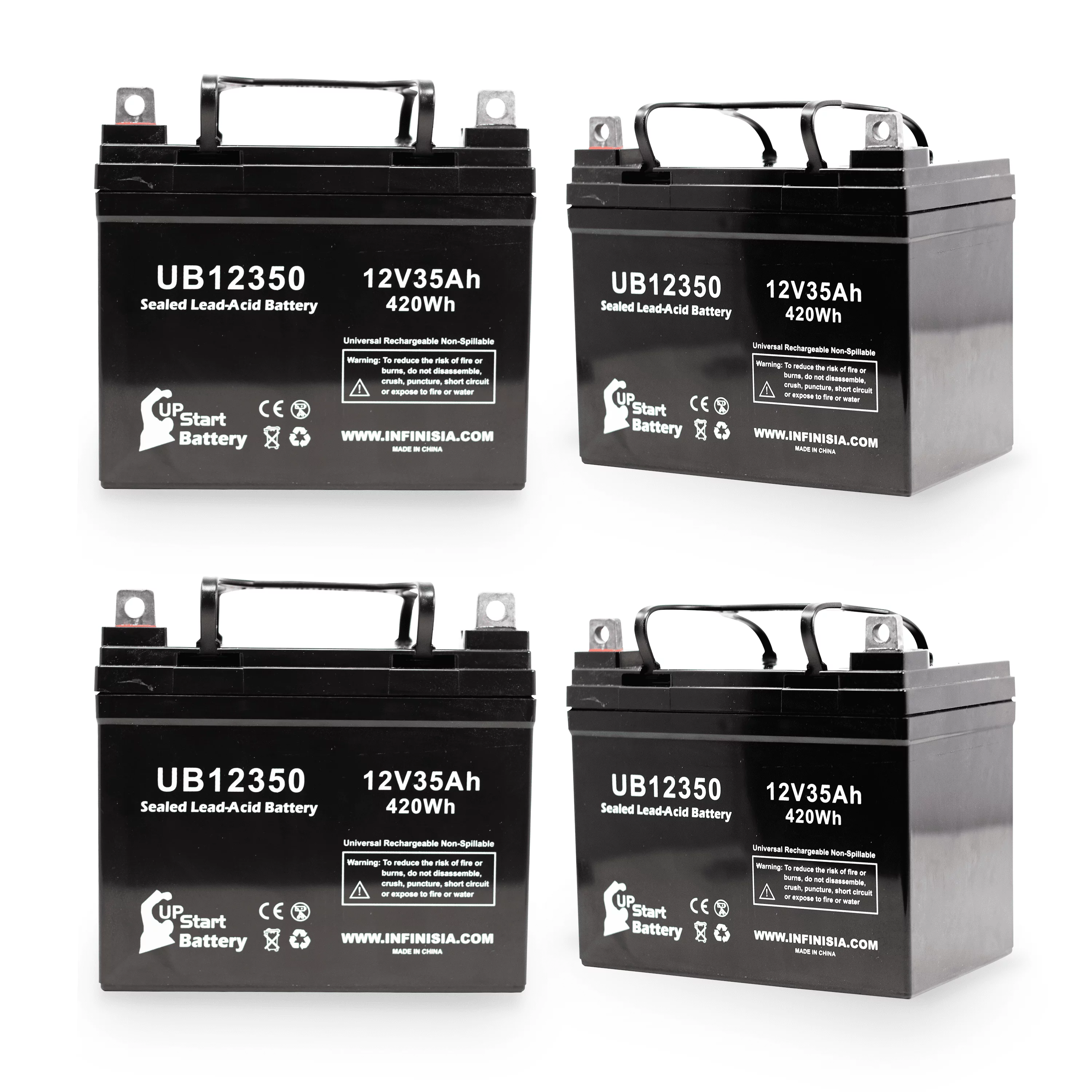4x Pack - Compatible ELS BLH Battery - Replacement UB12350 Universal Sealed Lead Acid Battery (12V, 35Ah, 35000mAh, L1 Terminal, AGM, SLA)