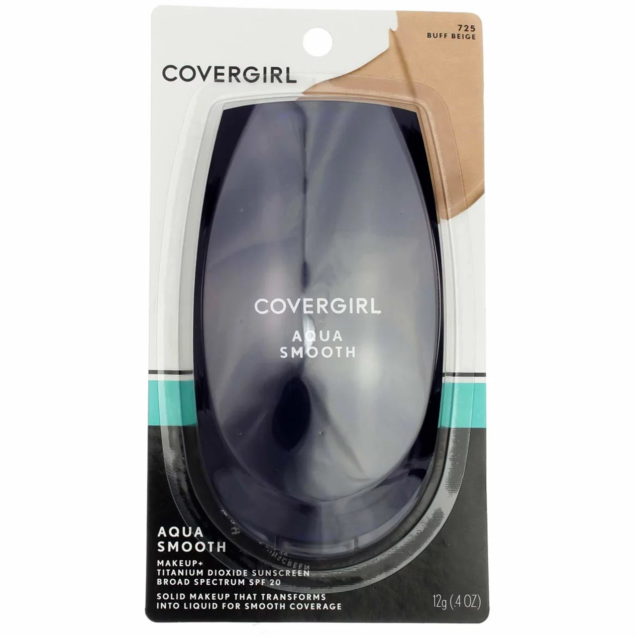 CoverGirl AquaSmooth Compact Foundation, Buff Beige [725] 0.40 oz (Pack of 3)