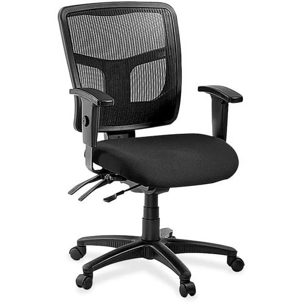 Lorell ErgoMesh Series Managerial Mid-Back Chair Black Fabric Seat - Black Back - Black Frame - 5-star Base - 20