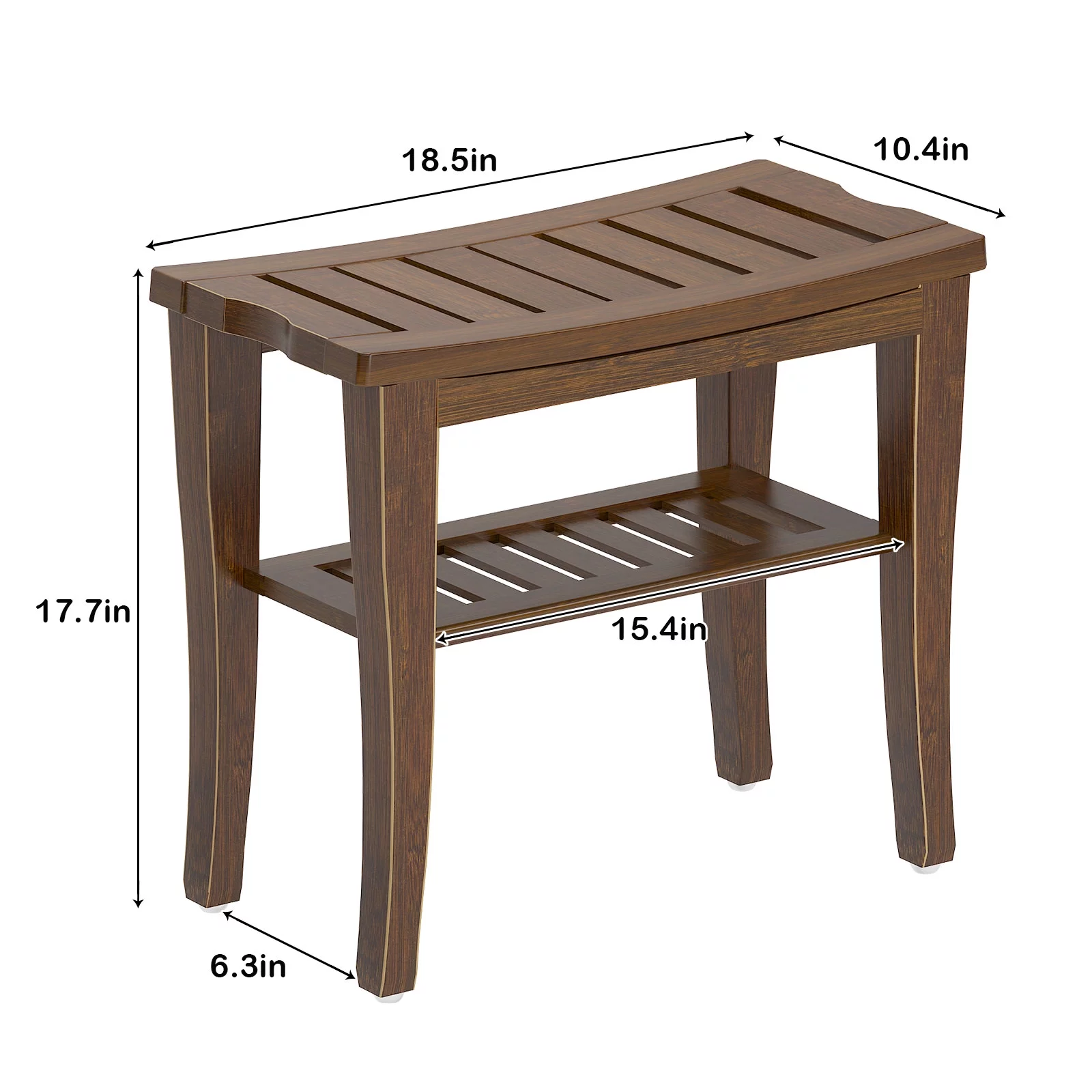 Soges Wood Bathroom Bench Bamboo Shower Stool Non-slip Waterproof Shower Seat, Coffee