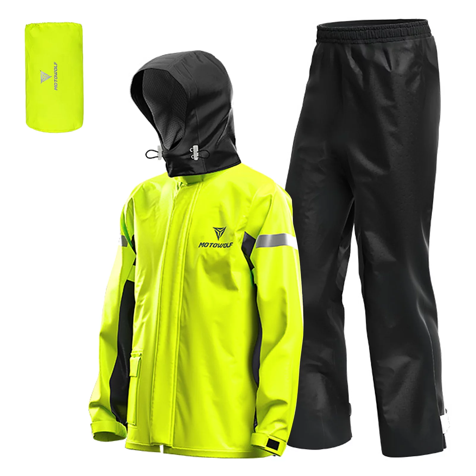 Men's Reflective Motorcycle Rain Suit - Waterproof Jacket and Pants Set, Ideal for Bike Riding, Cycling, Camping, Hiking