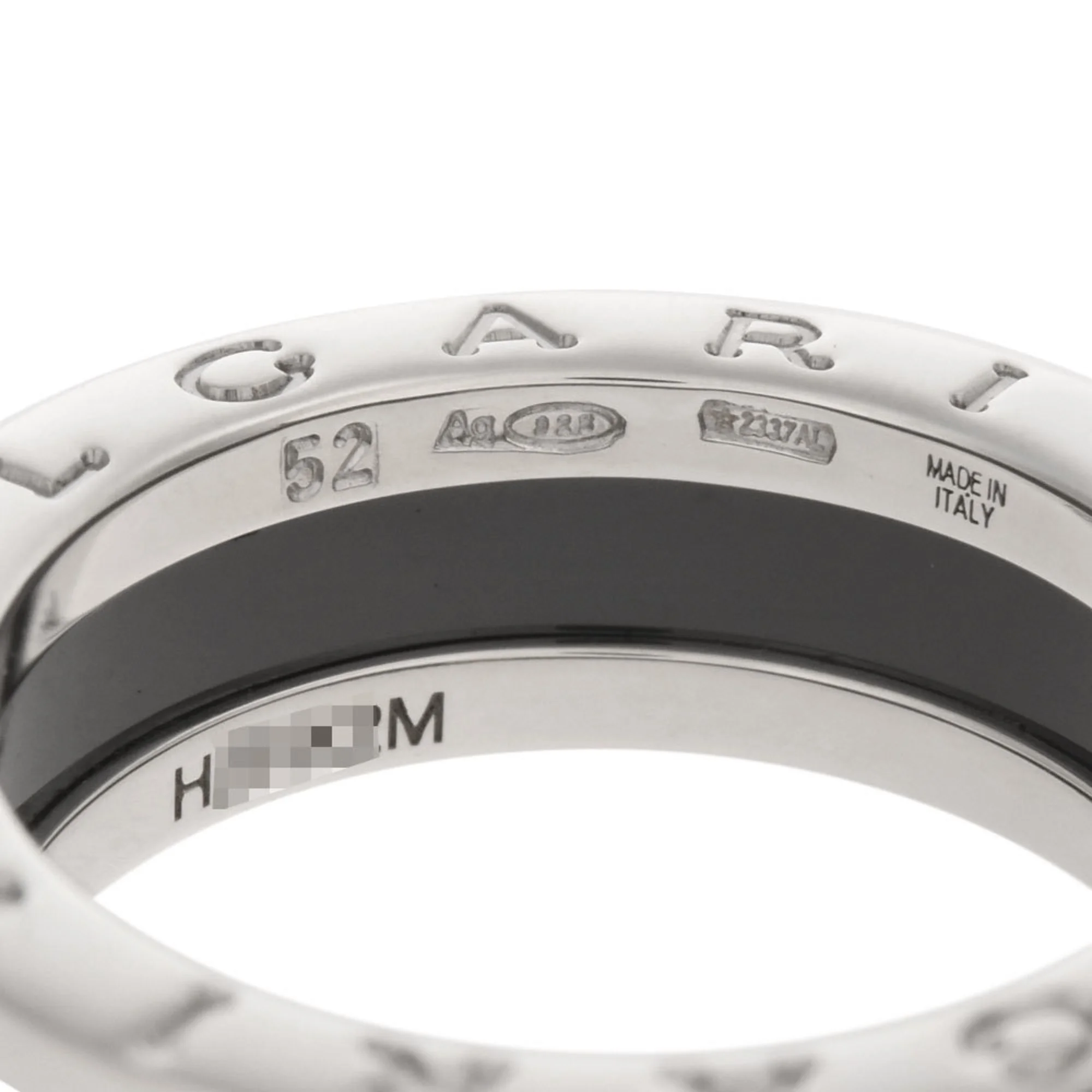 Pre-Owned Bulgari BVLGARI B Zero One Save the Children Ring SV925 Black Ceramic Silver #52 (Good)