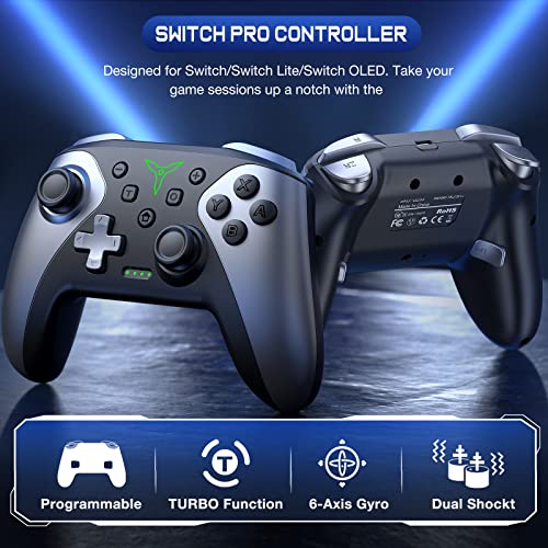 Wireless Switch Controller for Switch/Lite/OLED Controller, Switch Controller with a Mouse Touch Feeling on Back Buttons, Extra Switch Pro Controller with Wake-up,Programmable, Turbo Function