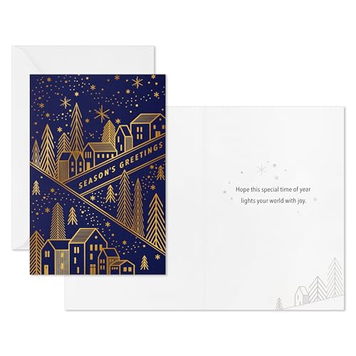 Hallmark Modern Boxed Christmas Cards, Amazing Holiday (40 Cards and 40 Envelopes) Evergreen Branches and Holly