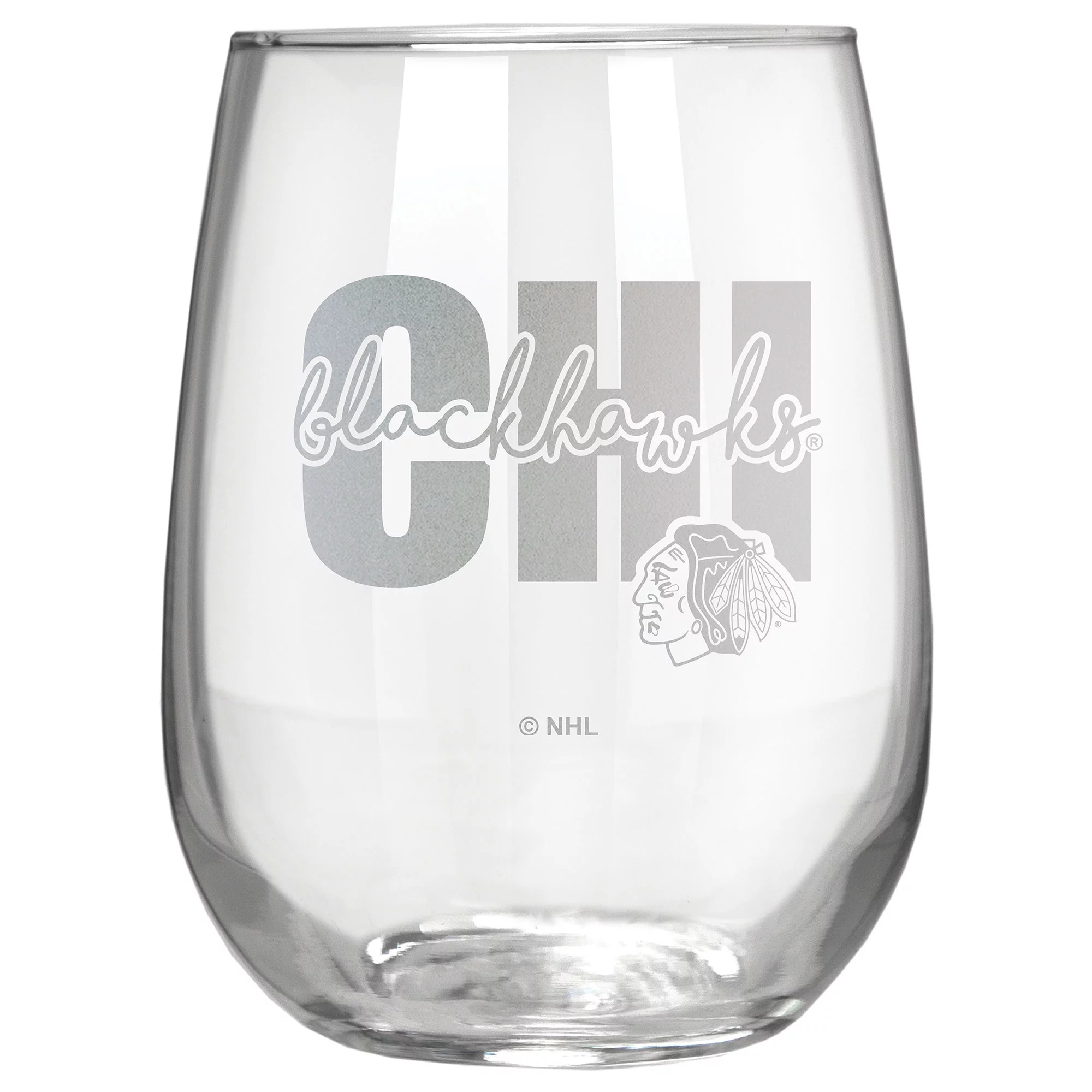 Chicago Blackhawks Etched 17oz. City Stemless Wine Glass