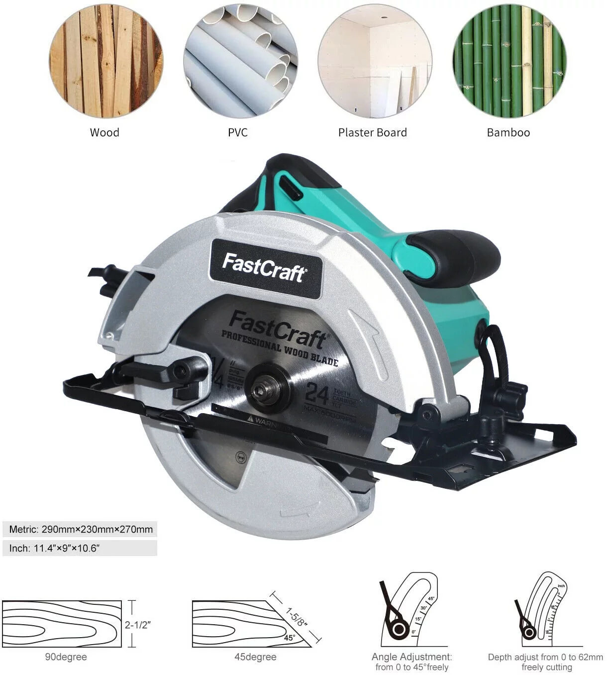 Circular Saw - FastCraft PRO 21A PEAK GUARANTEED POWER Circular Saw - 3pc 7-1/4