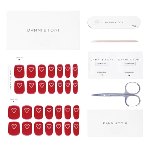 DANNI & TONI Semi Cured Gel Nail Strips Christmas Santa Claus Snowflakes Cat Eye Gel Nail Wraps 28 Stickers | Mistletoe Meow