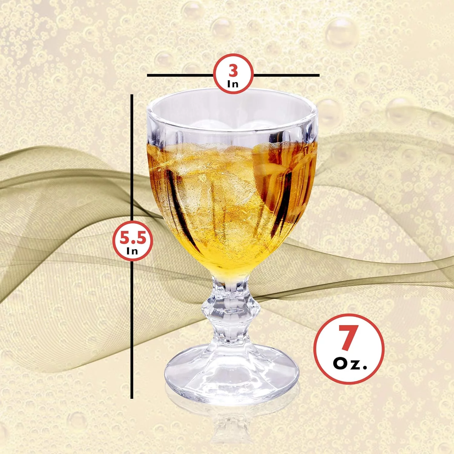 Belgian Glass Set Of 6 - Craft Brews Belgian Style Stemmed Glasses (7-Ounce)