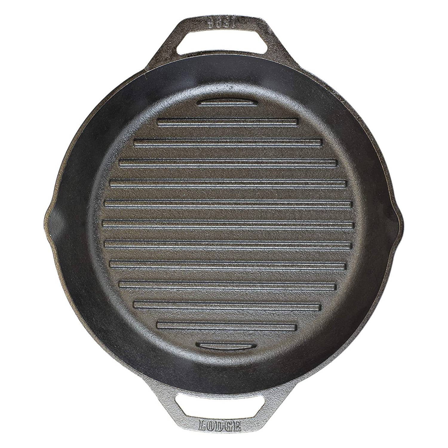 Lodge Cast Iron Grill Pan for Indoor/Outdoor Use, Dual Handles, Pre-seasoned and , 12 inch