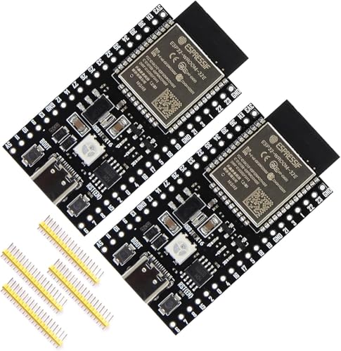 2Pcs ESP32-DevKitC-32E Development Board for IoT Smart Home/Industrial Control, Dual-Core 240MHz Wi-Fi + Bluetooth 5.0 with USB-C, Original ESP32-WROOM-32E Module (Arduino/Python/IDF)