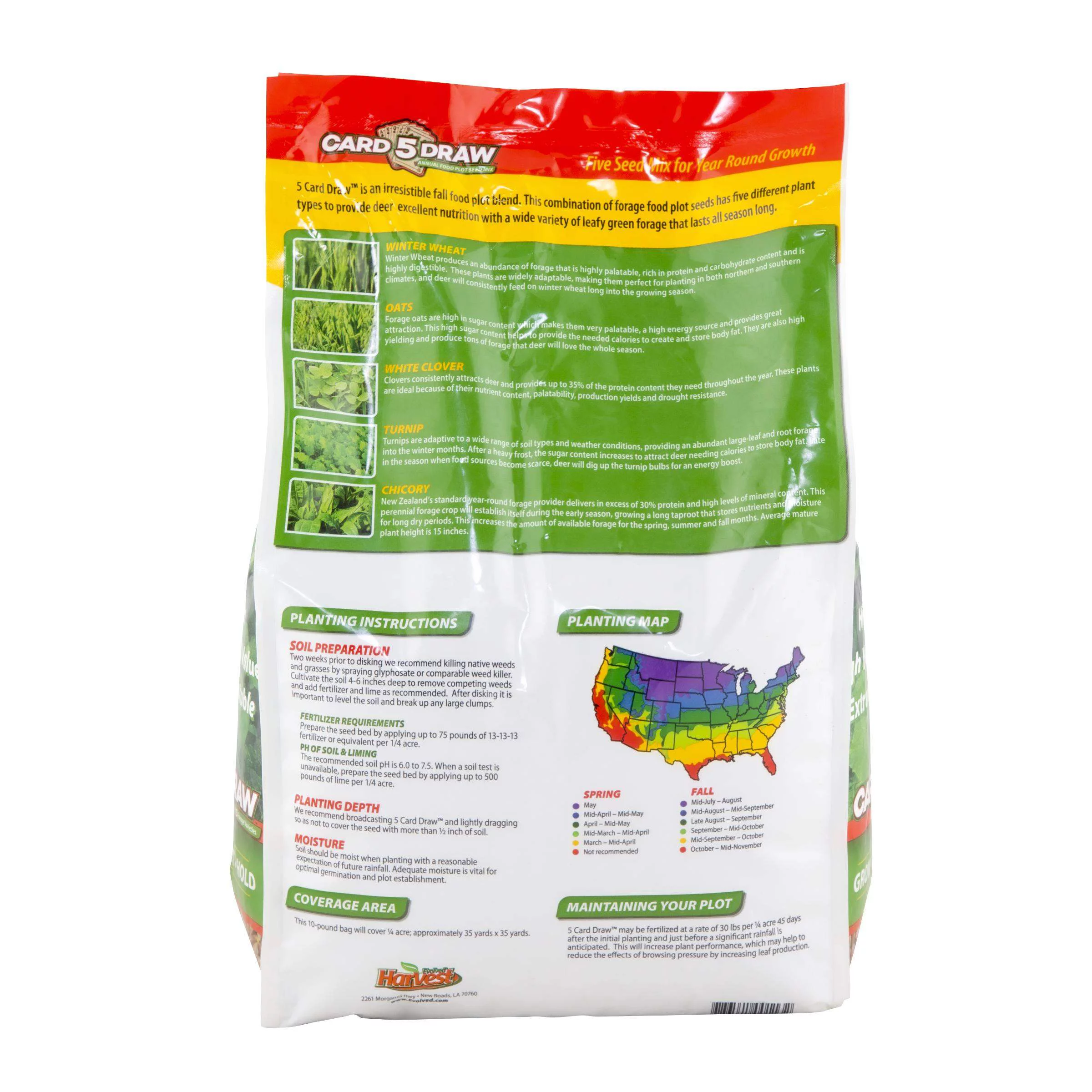 Evolved Harvest 5 Card Draw Food Plot Seed, 10 lb Bag