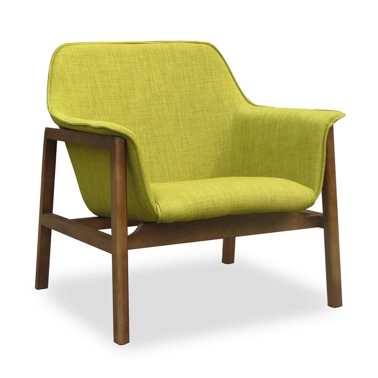 Miller Green and Walnut Linen Weave Accent Chair