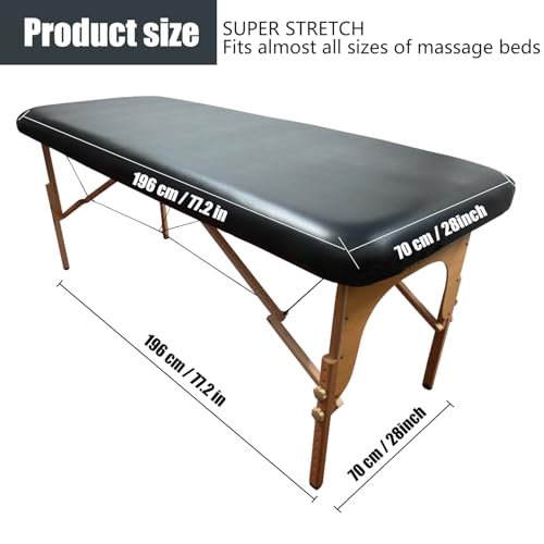 1 Pack 28 Inches Wide Massage Table Cover |100% PU Massage Table Cover Protector|Wipeable, Reusable & Waterproof Vinyl Massage Table Cover for Square Massage Tables(Black