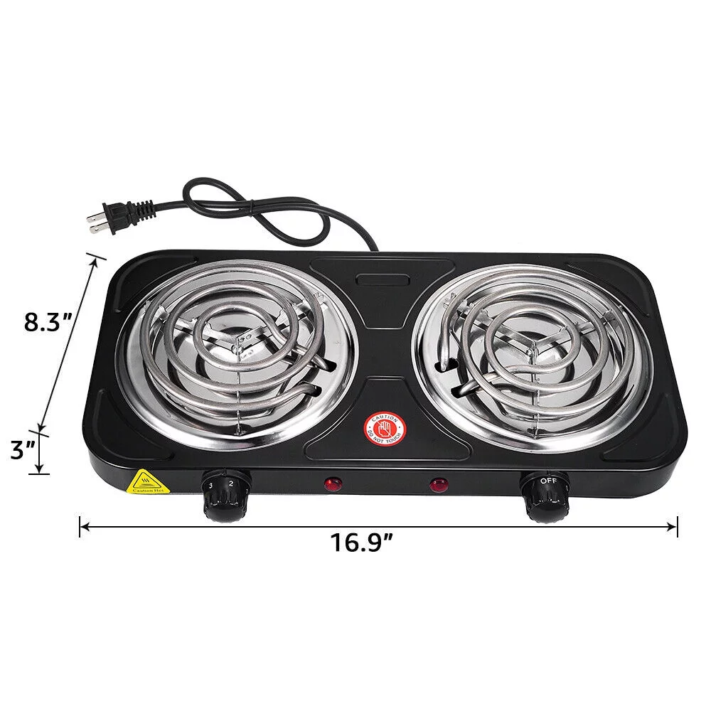 G · PEH Hot Plate Kitchen Double-burner Electric Stove Multi-turn Heating Tubes Double Multifunction Temperature Control 220v2000W