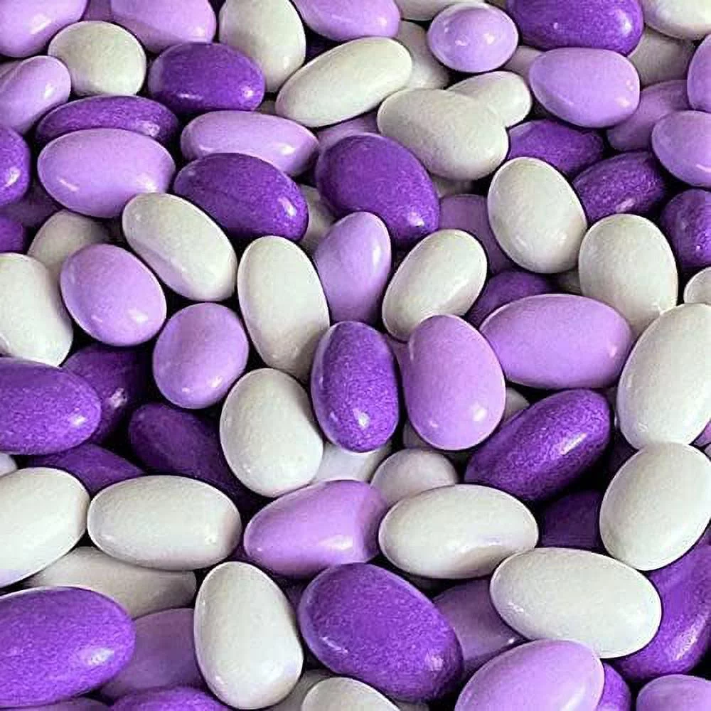 Lavender Purple & White Jordan Almonds Medley by It's Delish, 3.5 LBS Jumbo Container Valentines Mothers Day Girl Theme Bulk Party Favors Almond Nut Coated in Sweet Hard Candy Shell - Vegan & Kosher