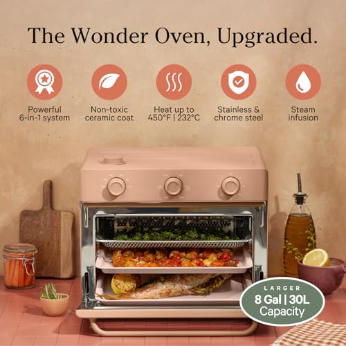 Our Place Wonder Oven | 6-in-1 Air Fryer & Toaster Oven with Steam Infusion | Compact, Countertop Friendly, Fast Preheat, Multifunctional | Air Fry, Toast, Roast, Bake, Reheat & Broil | Char