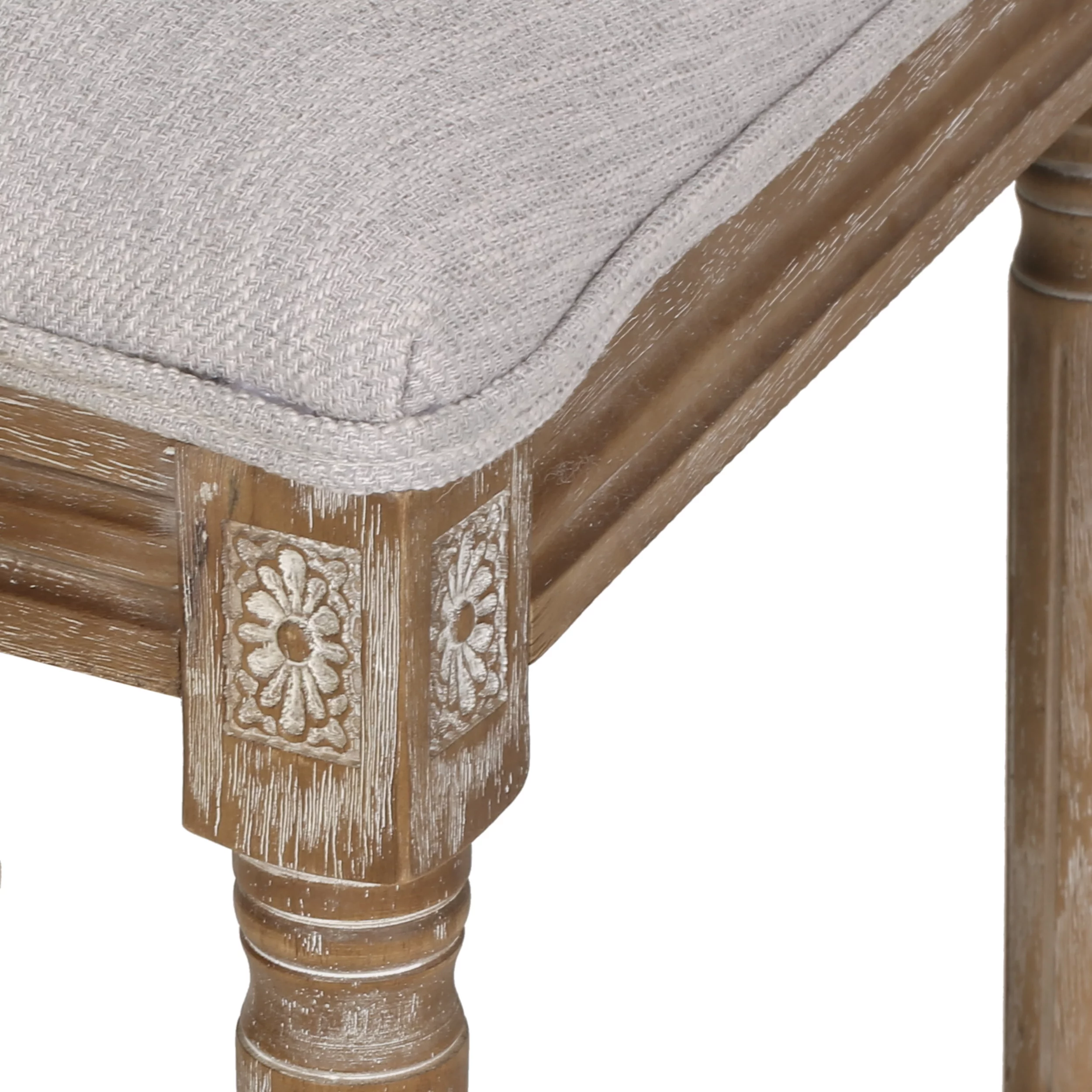 Noble House Beckstrom French Wood Dining Chair, Set of 2, Light Gray, Natural