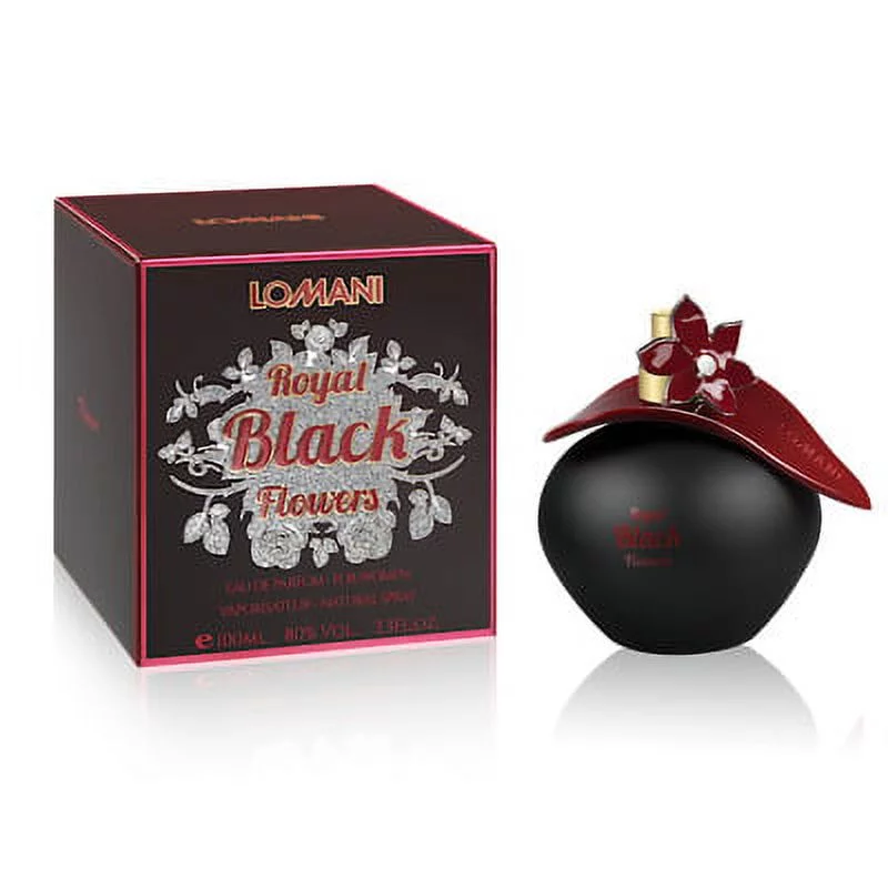 Royal Black Flowers by Lomani Eau de Parfum for Women 3.3 Oz *EN