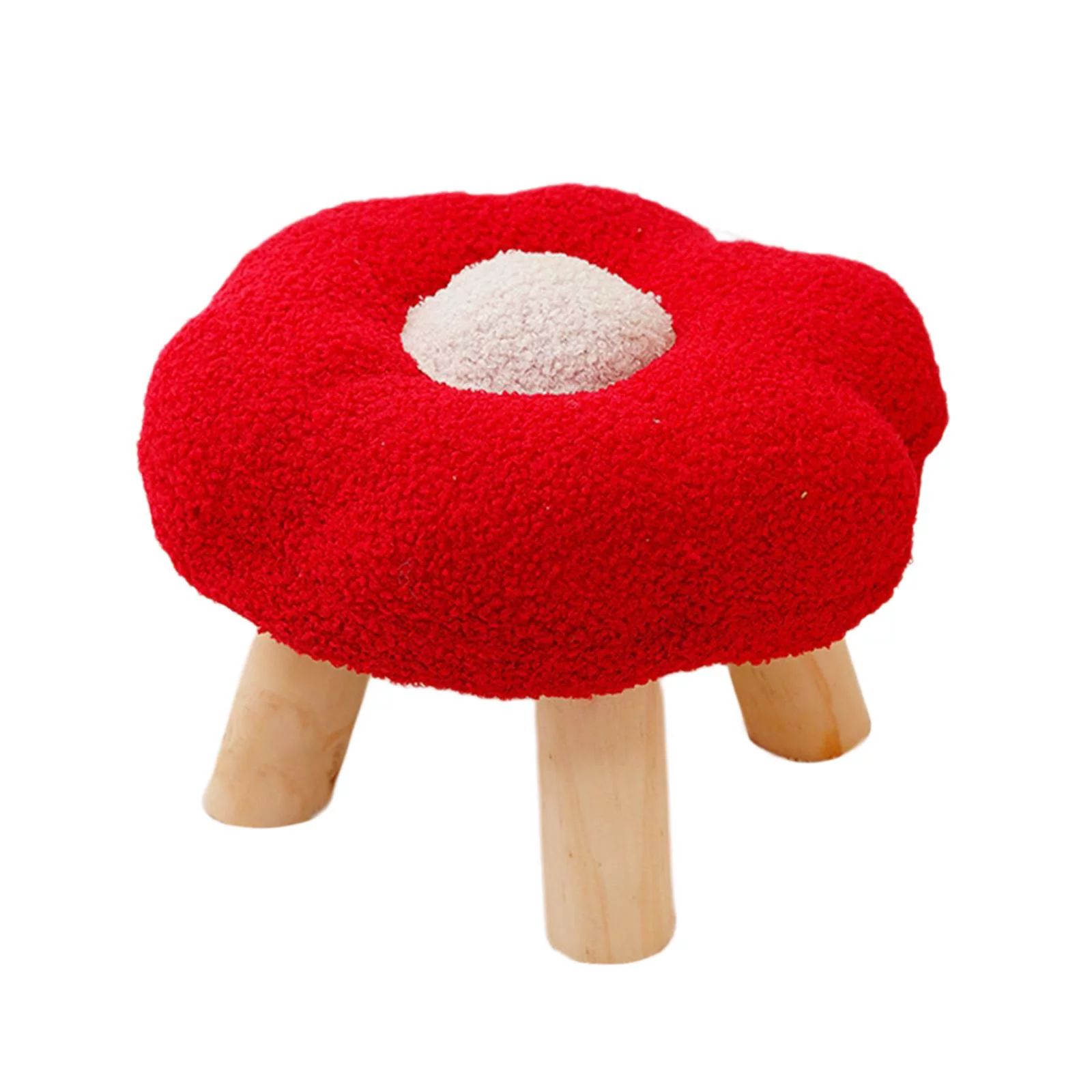 Footrest Flower Shape Cute Sofa Footstool for Living Room Playroom Apartment Red