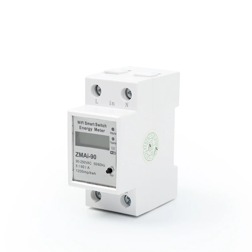 Tuya Single Phase Din Rail Wifi Smart Energy Meter Power Consumption Kwh Meter Wattmeter Support Smartlife/Tuya App Alexa Google Home
