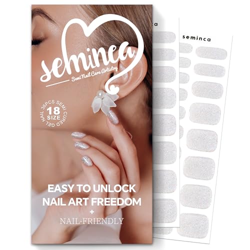 Semi Cured Gel Nail Strips-Easy Apply Christmas Gel Nail Stickers Holiday Semi Cured Manicure Strips with Sparkling Xmas Designs (Classic Yule)