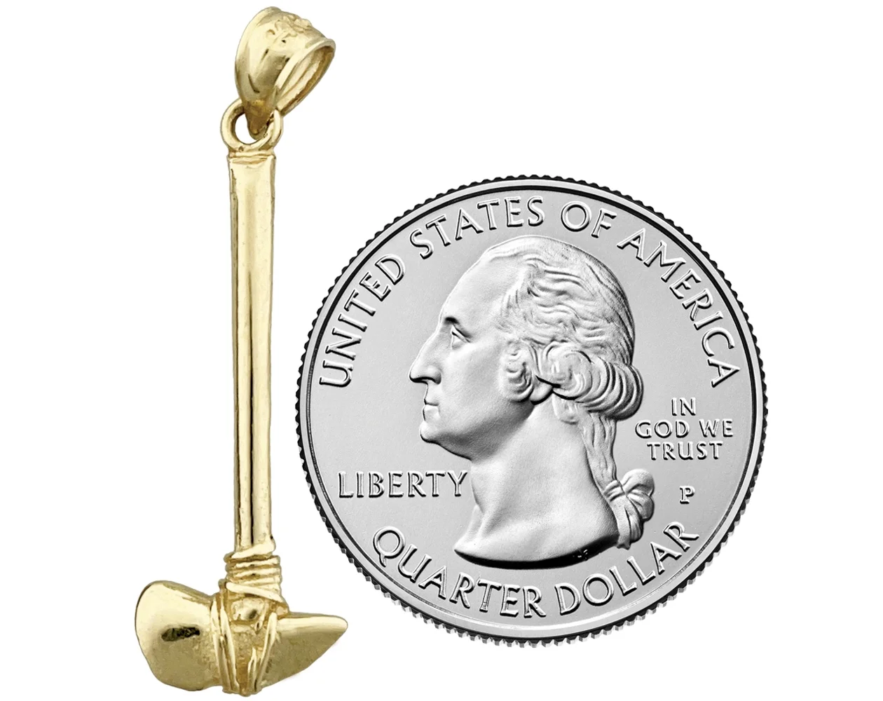 14K Gold 3D Tomahawk Ax Pendant