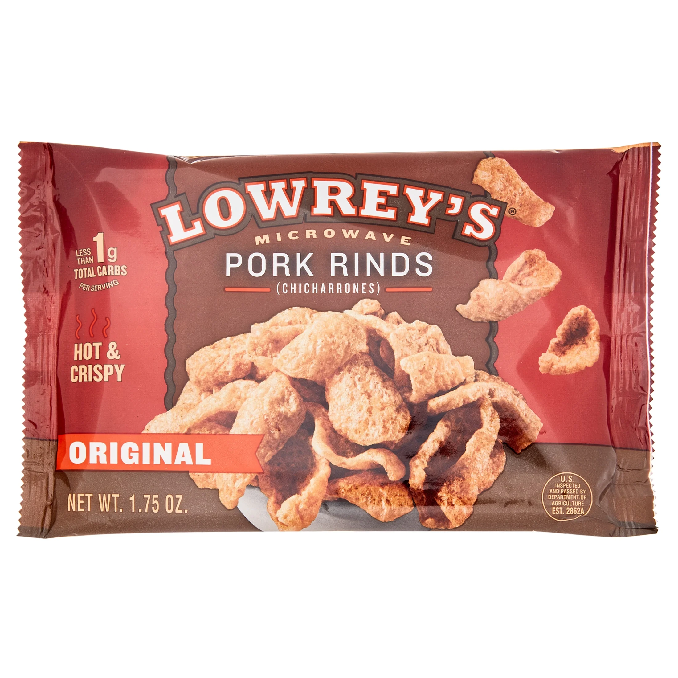 Lowrey's Bacon Curls Microwave Pork Rinds (Chicharrones), Original, 1.75 Ounce (Pack of 18)