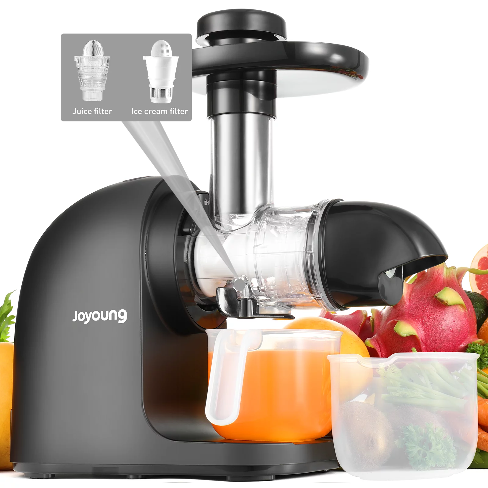JOYOUNG Slow Juicer Machines Ceramic Auger, Slow Masticating Juicer Machines, Cold Press Juicer, Slow Juicer, Easy to Clean, Quiet Motor, BPA-Free Juicer Machines Vegetable and Fruit, Ice Cream.