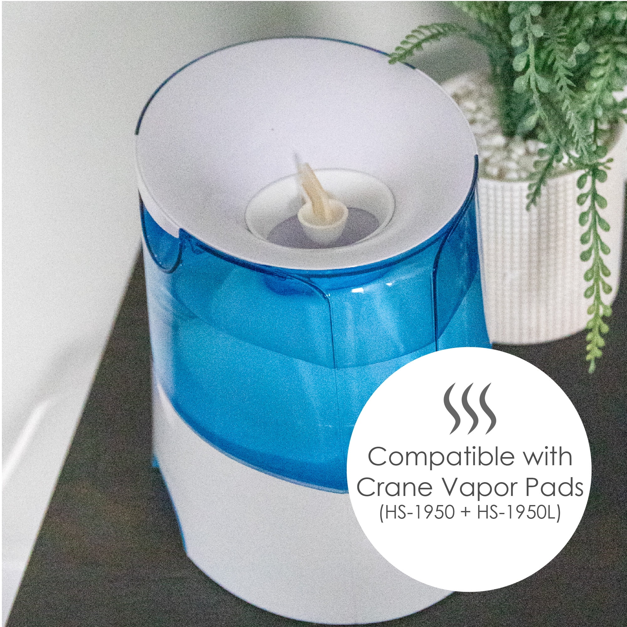 Crane 0.5 Gal. Warm Mist Humidifier, 2 Speed Settings, Medicine Cup, 13 Hour Run Time, Blue/White