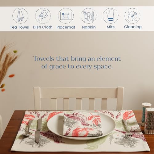 The Fine Living Co. 100% Cotton Merry Christmas Kitchen Towels, 18'x28' Set of 2 (Cherry Red & Green)