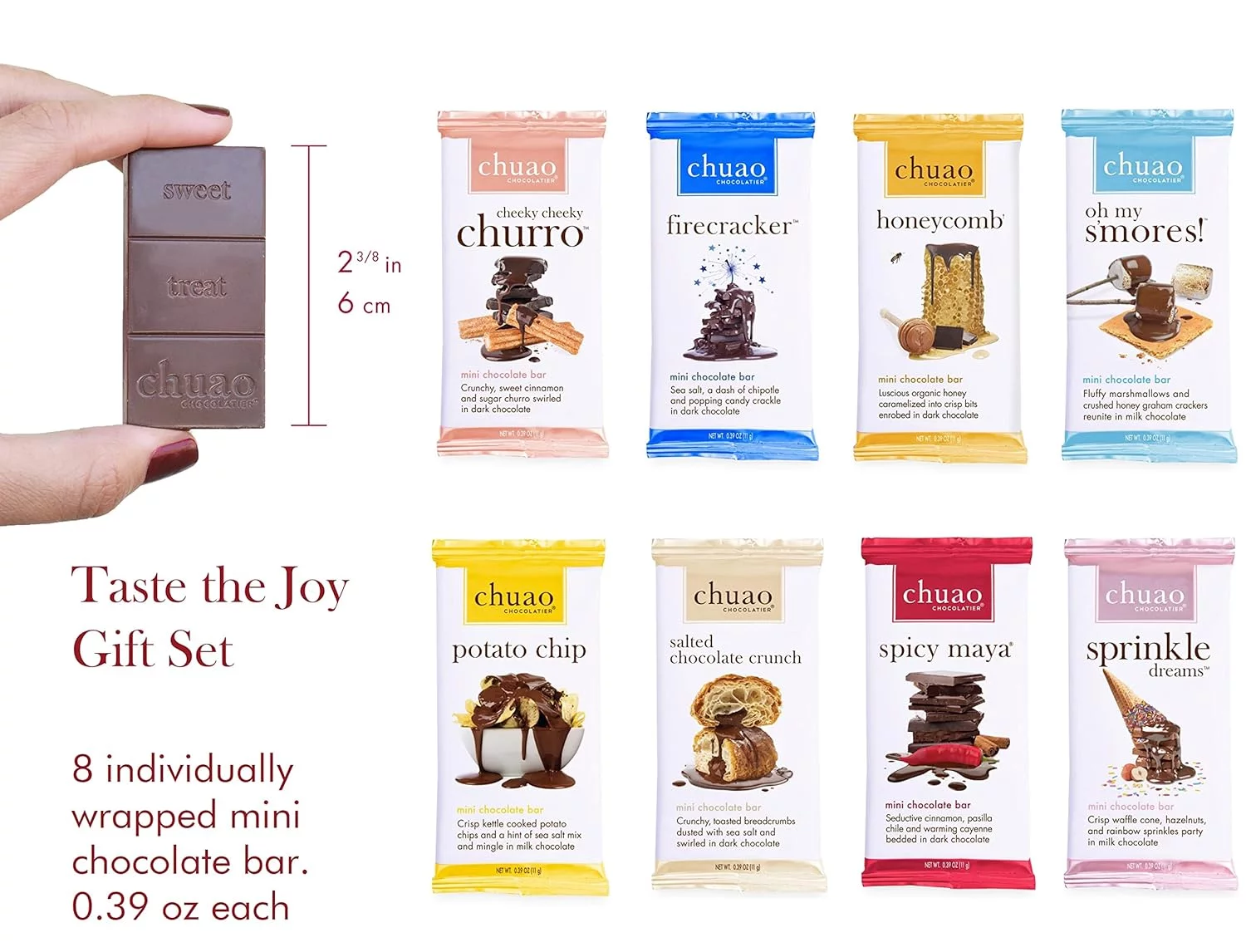 Taste The Joy Assorted Mini Gourmet Chocolate Bars Gift Box | Milk And Dark Chocolate Flavor Variety Sampler For Holiday, Birthday, Valentines Day, Mother’S And Father’S Day, Thank You, Corporate Gift
