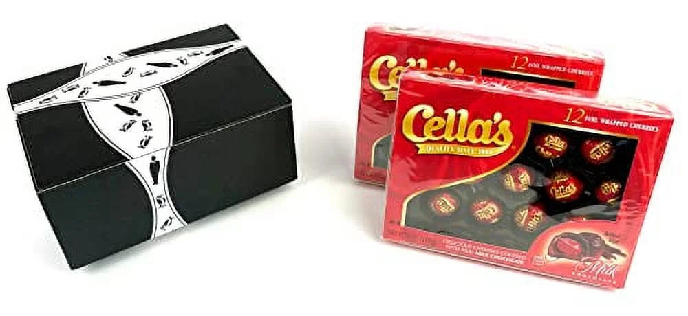 Cella's Milk Chocolate Covered Cherries, 6 oz Packages in a BlackTie Box (Pack of 2)