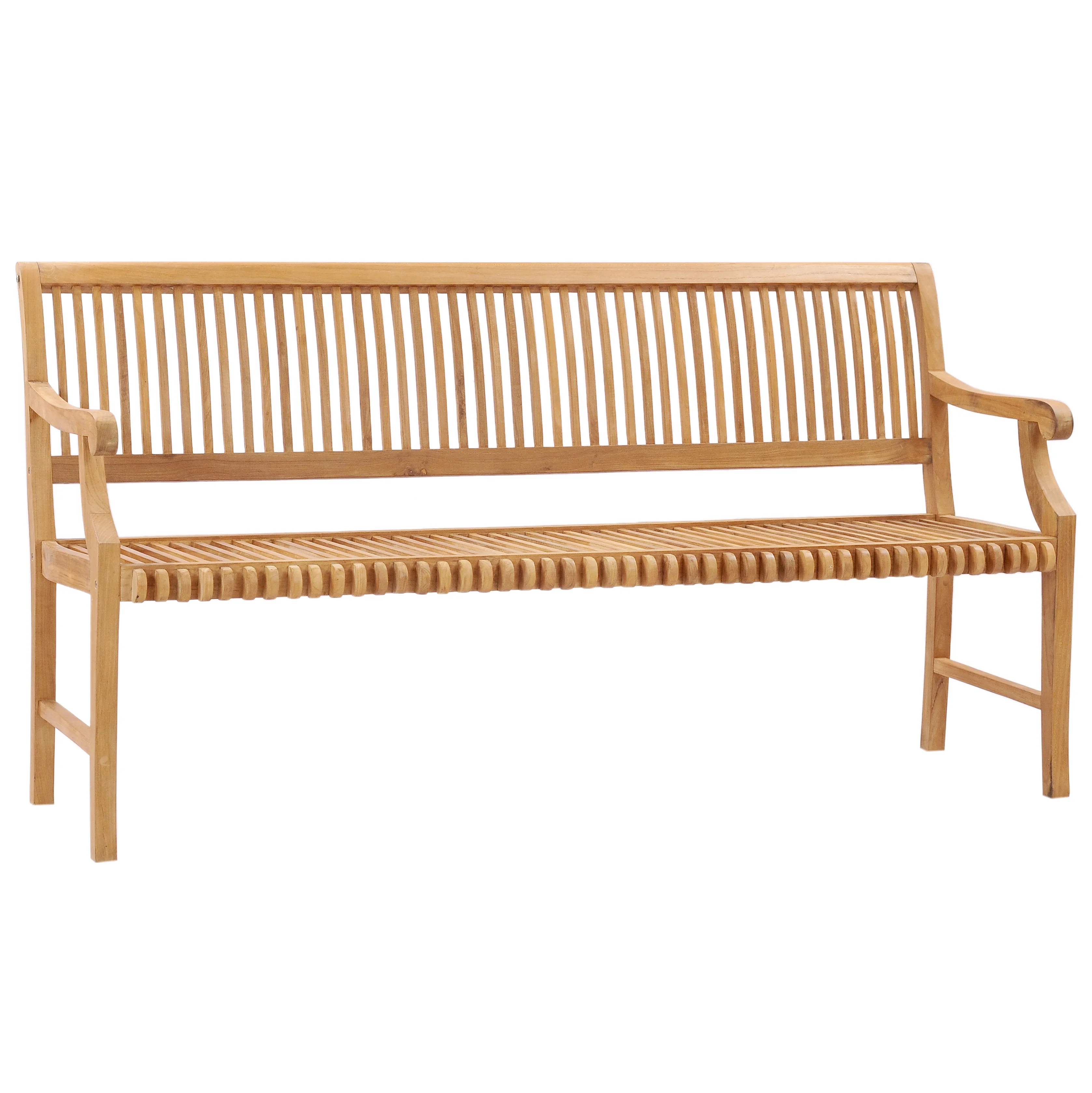Teak Wood Castle Outdoor Bench with Arms, 6 foot
