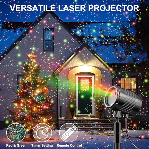 Christmas Laser Projector Light Outdoor: RGB 3 Colors Firefly Moving Laser Lights, IP65 Waterproof Star Projector Lights Show Decor for Garden Yard Holiday Party, Christmas Halloween New Year Gift