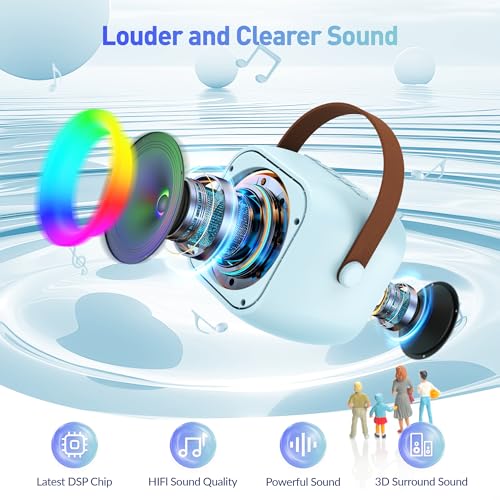 Mini Karaoke Machine, Portable Bluetooth Karaoke Speaker with 2 Wireless Microphones and Party Lights for Kids and Adults, Birthday Gifts for Girls Boys Family Home Party