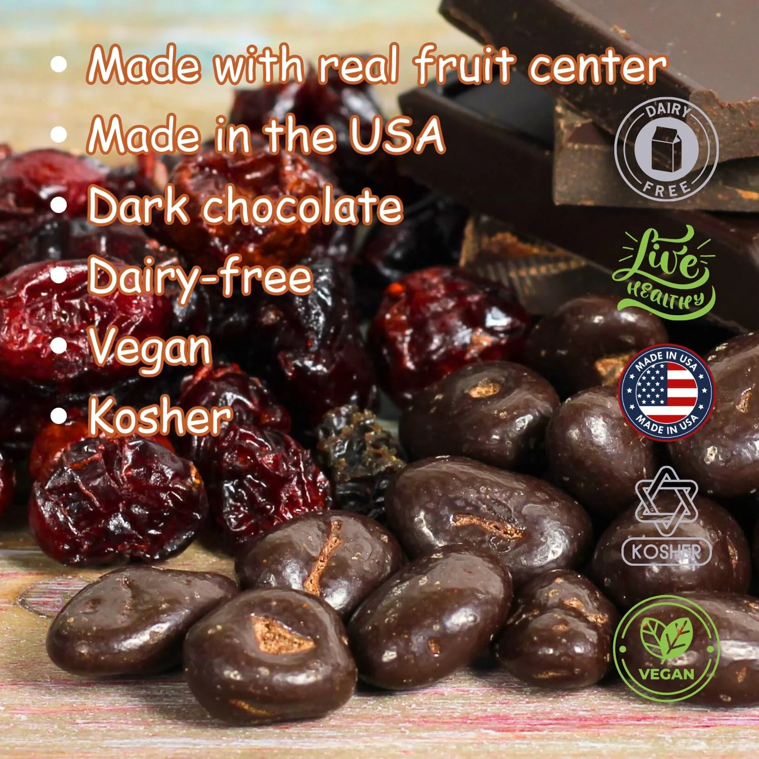 Dark Chocolate Covered Cranberries by Its Delish, 3 LBS Jumbo Container  Gourmet Dark Chocolate Cranberries, Healthy Snacks Chocolate Fruit  USA Made, Vegan, Kosher