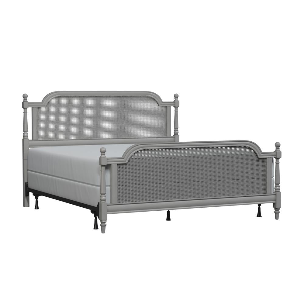 Hillsdale Furniture Melanie Wood and Cane King Bed French Gray