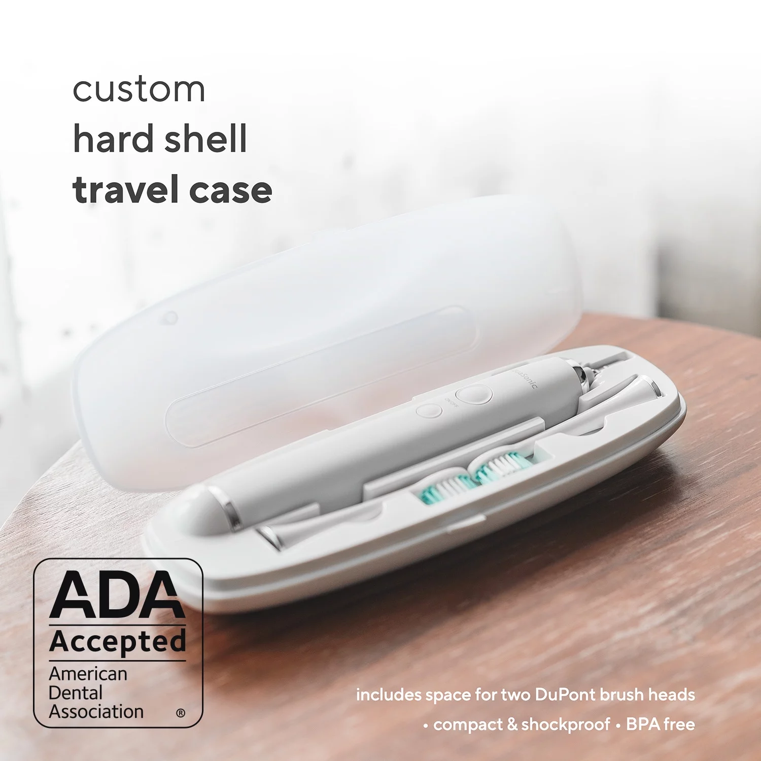 Aquasonic Vibe Series - ADA Accepted - Ultra Whitening Electric Toothbrush - 8 dupont brush heads & travel case