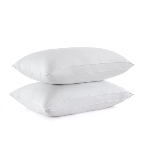 puredown® Goose Feathers and Down White Pillows with 100% Soft Cotton Cover, Bed Sleeping Hotel Collection Pillows Set of 2 King Size