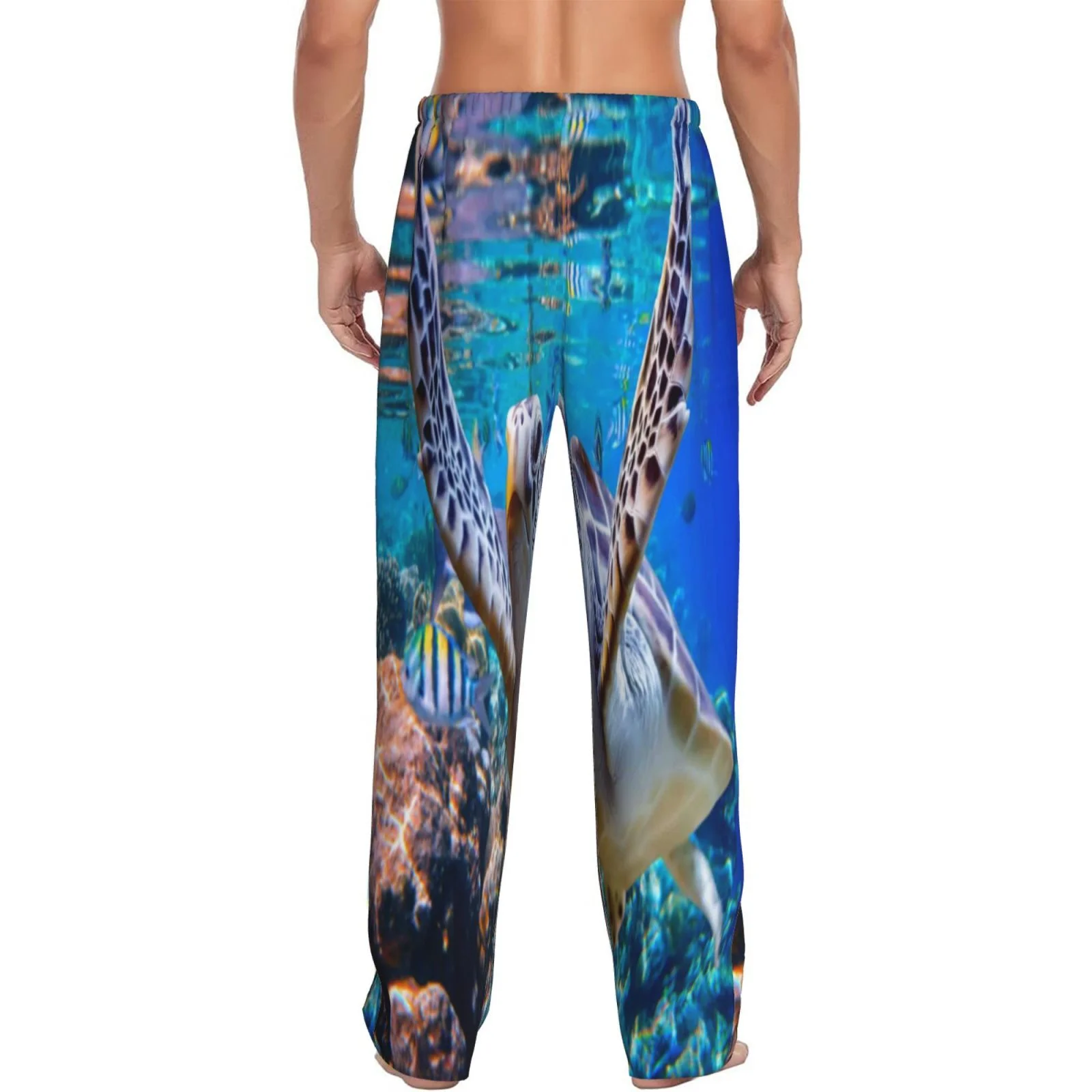 Daiia Men'S Sea Turtle Swims Pants,Bottoms Sleep Lounge,Pajama Pants,Pj Bottoms Drawstring And Pockets-X-Large